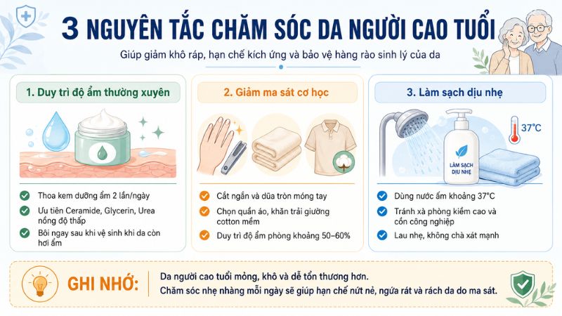 Ba nguyên tắc chăm sóc da người cao tuổi