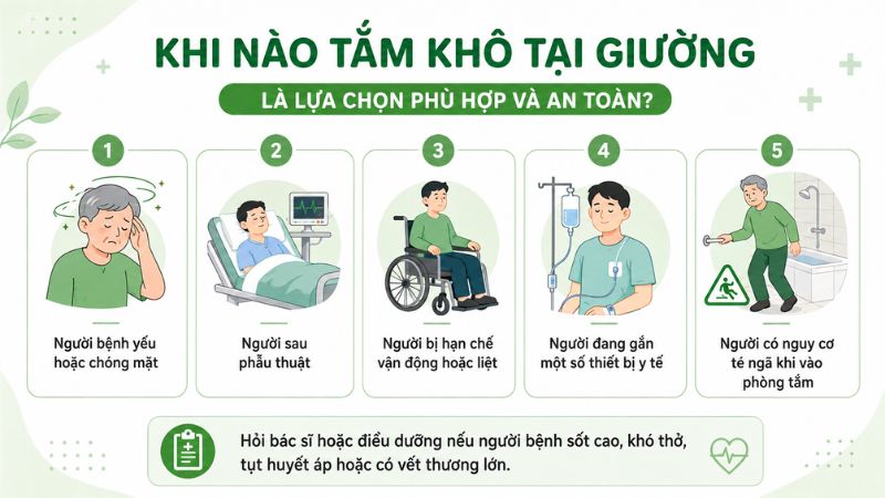 Trường hợp nên tắm khô tại giường