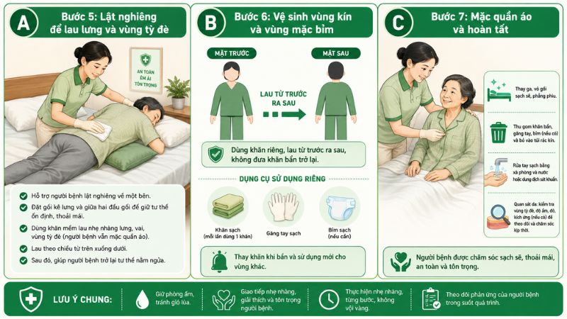 Lau lưng và vệ sinh vùng kín cho người bệnh tại giường