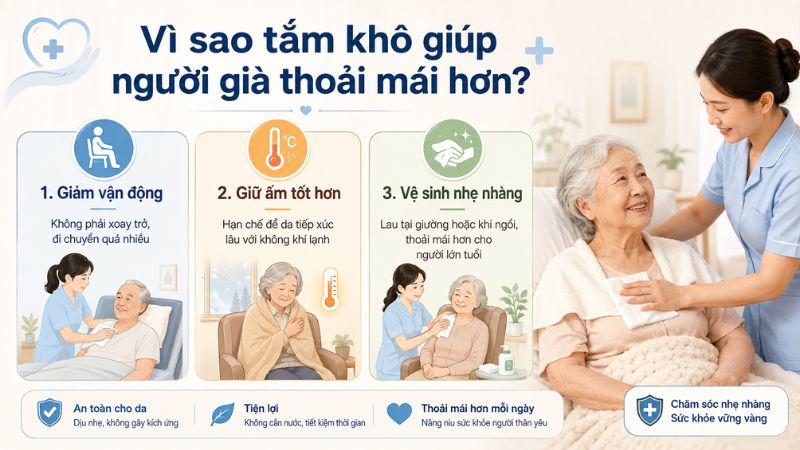 Lợi ích của tắm khô đối với người cao tuổi