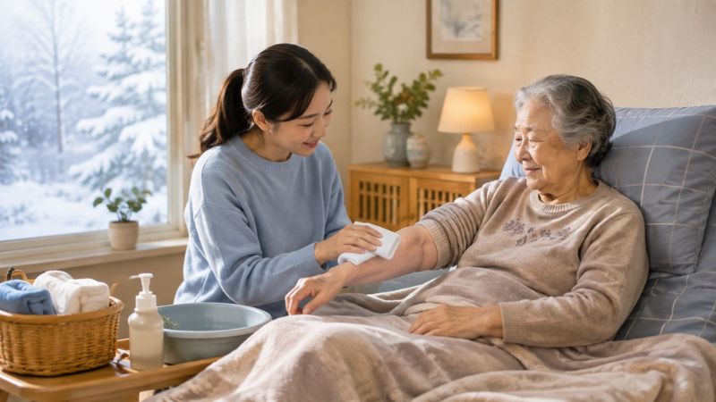 Tắm khô mùa đông cho người cao tuổi tại nhà