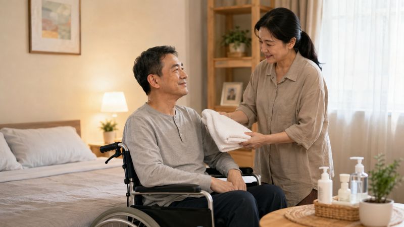Xịt tắm khô cho người khuyết tật tại giường