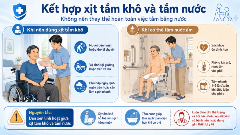 Lưu ý an toàn khi dùng xịt tắm khô cho người khuyết tật